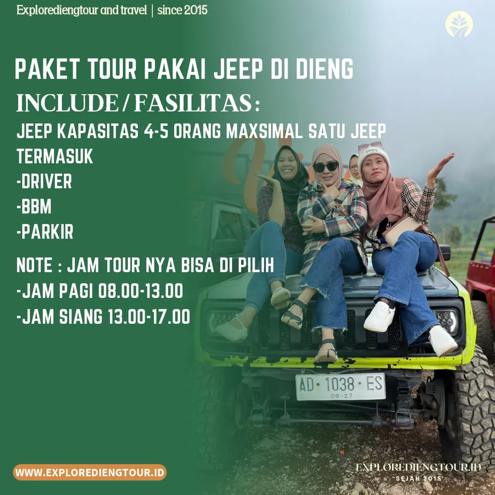 Wisatawan bersama jeep dari katalog resmi Dieng Yuk!